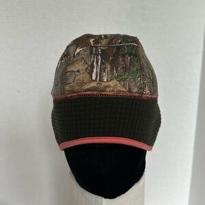 Huntworth Women ponytail Hunting Beanie Hat  Camo Trees Pink NWOT